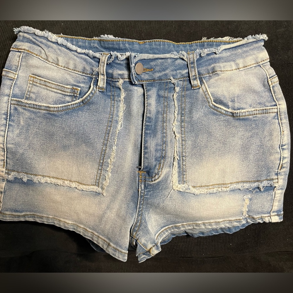 Denim Frayed Hem Women Shorts